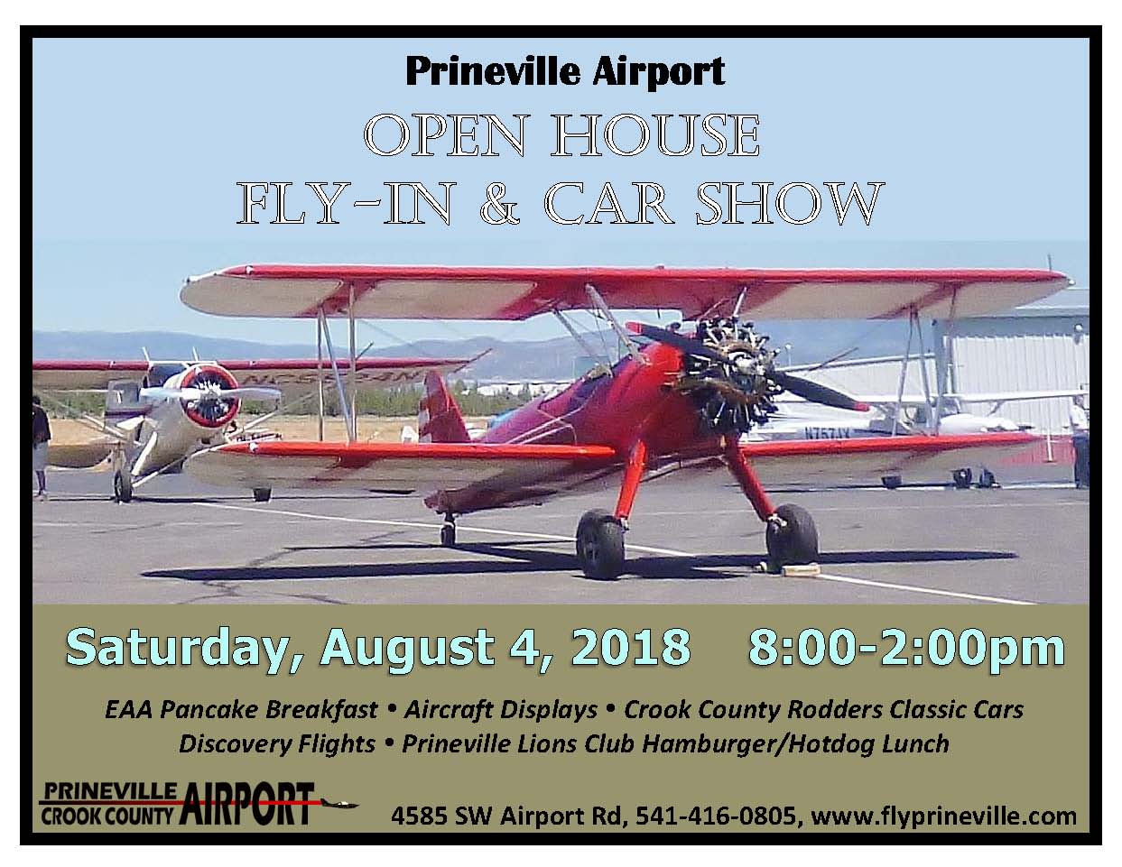 Annual Airport Open House FlyIn and Car Show City of Prineville Oregon
