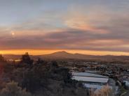 Viewpoint at sunset looking towards the wastewater treatment facility and wetlands