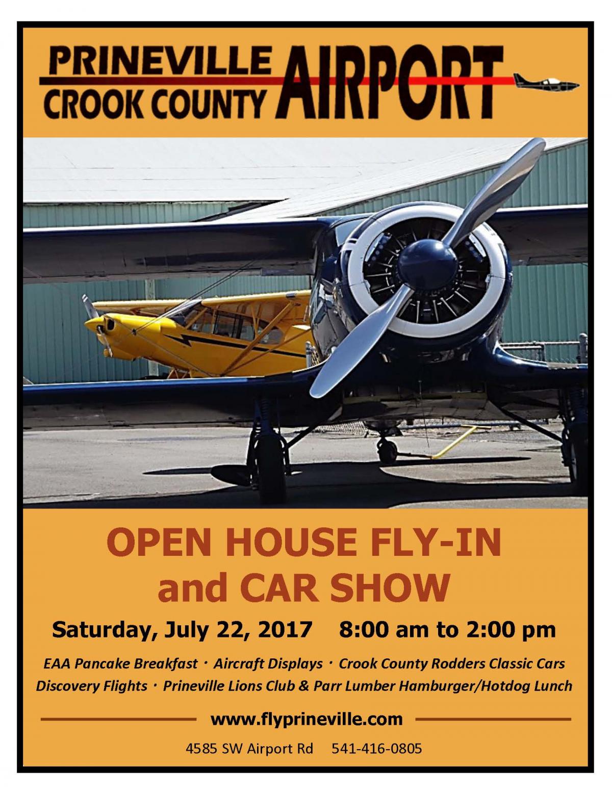 2017 Prineville Airport Open House FlyIn and Car Show! City of Prineville Oregon