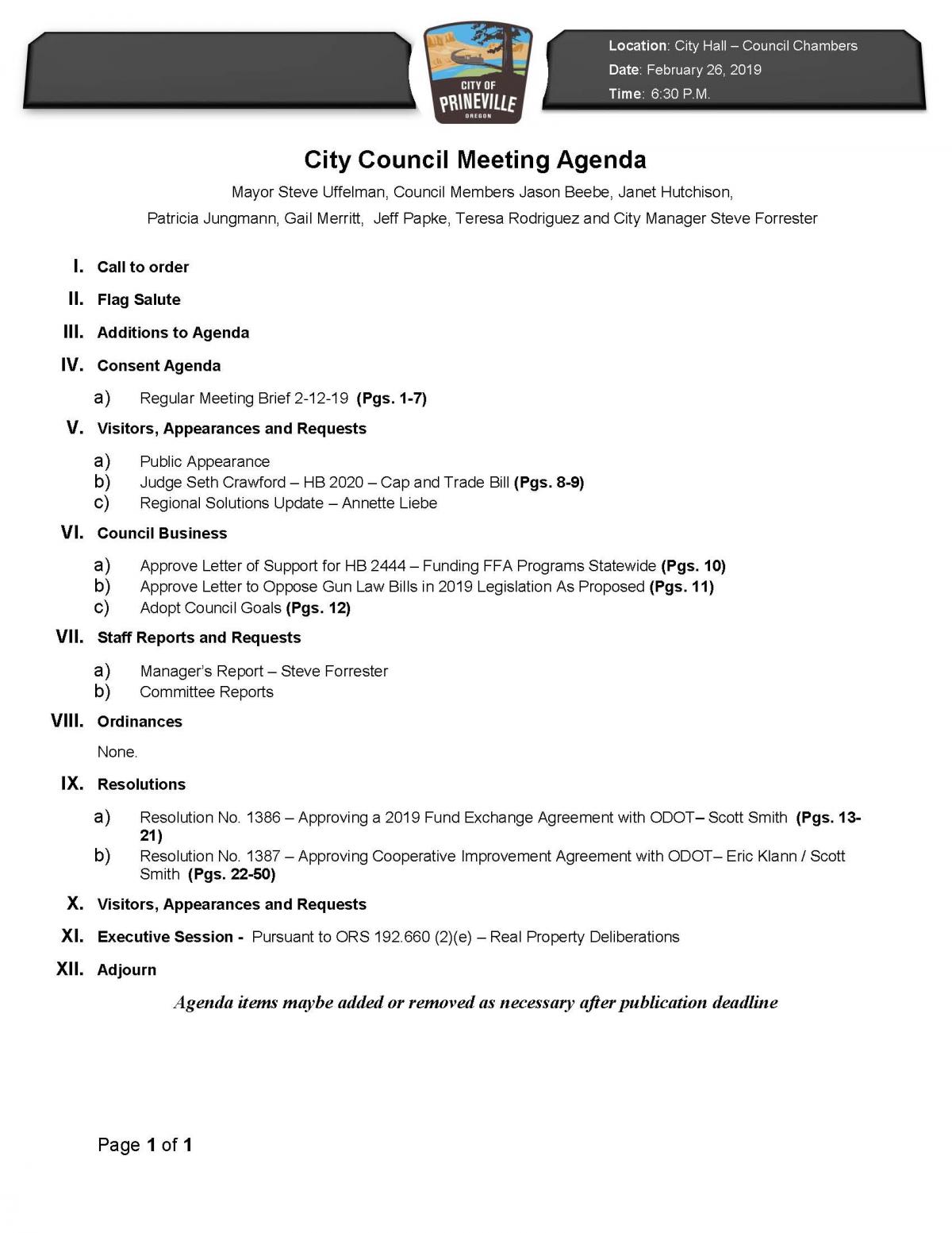 Council Agenda 2-26-19