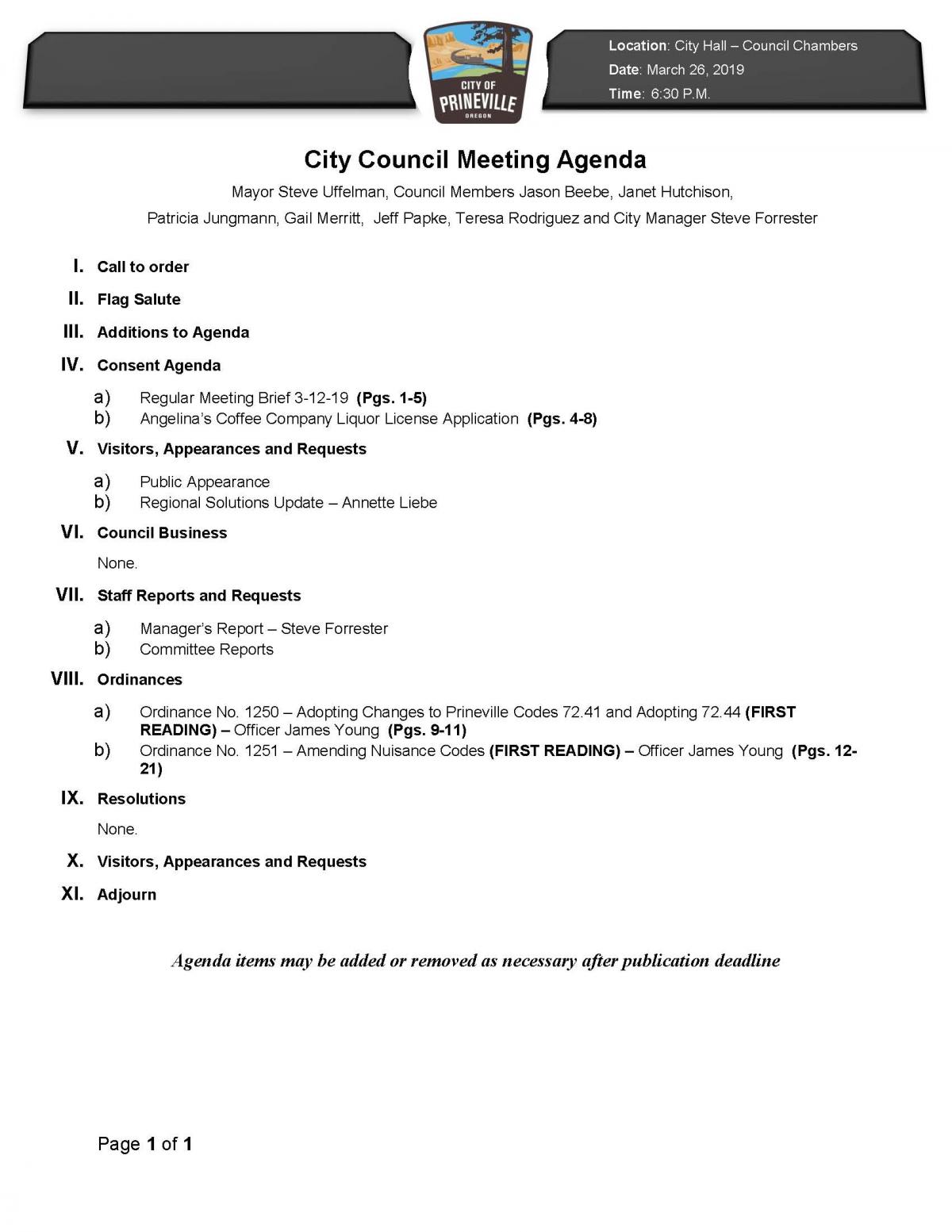 Council Agenda