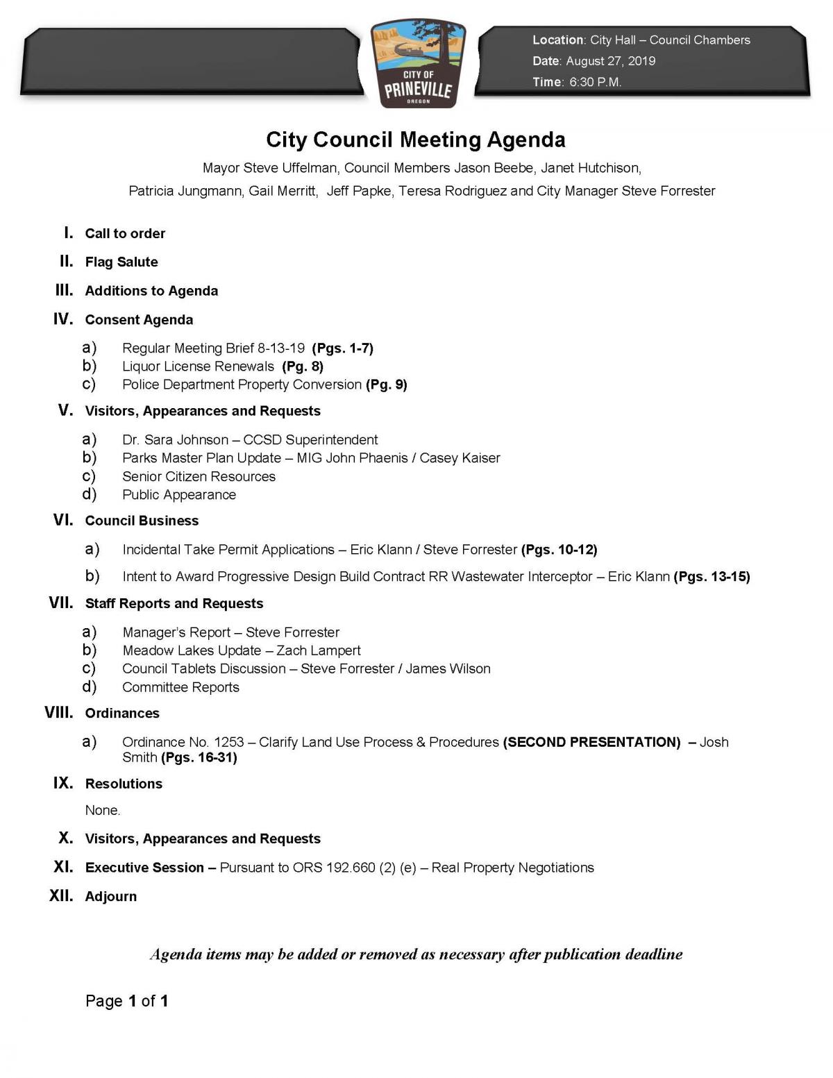 Council Agenda