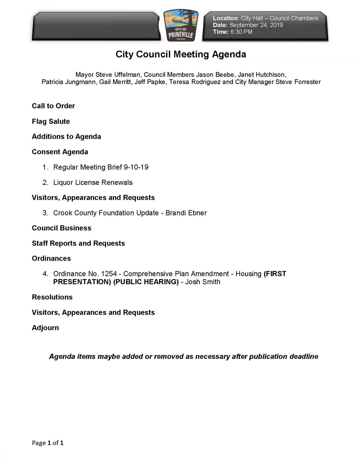Council Agenda 9-24-19