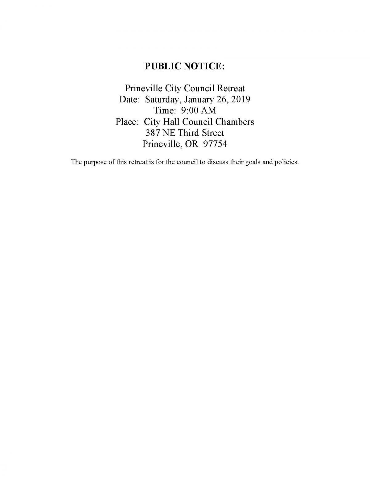Council Retreat - Public Notice