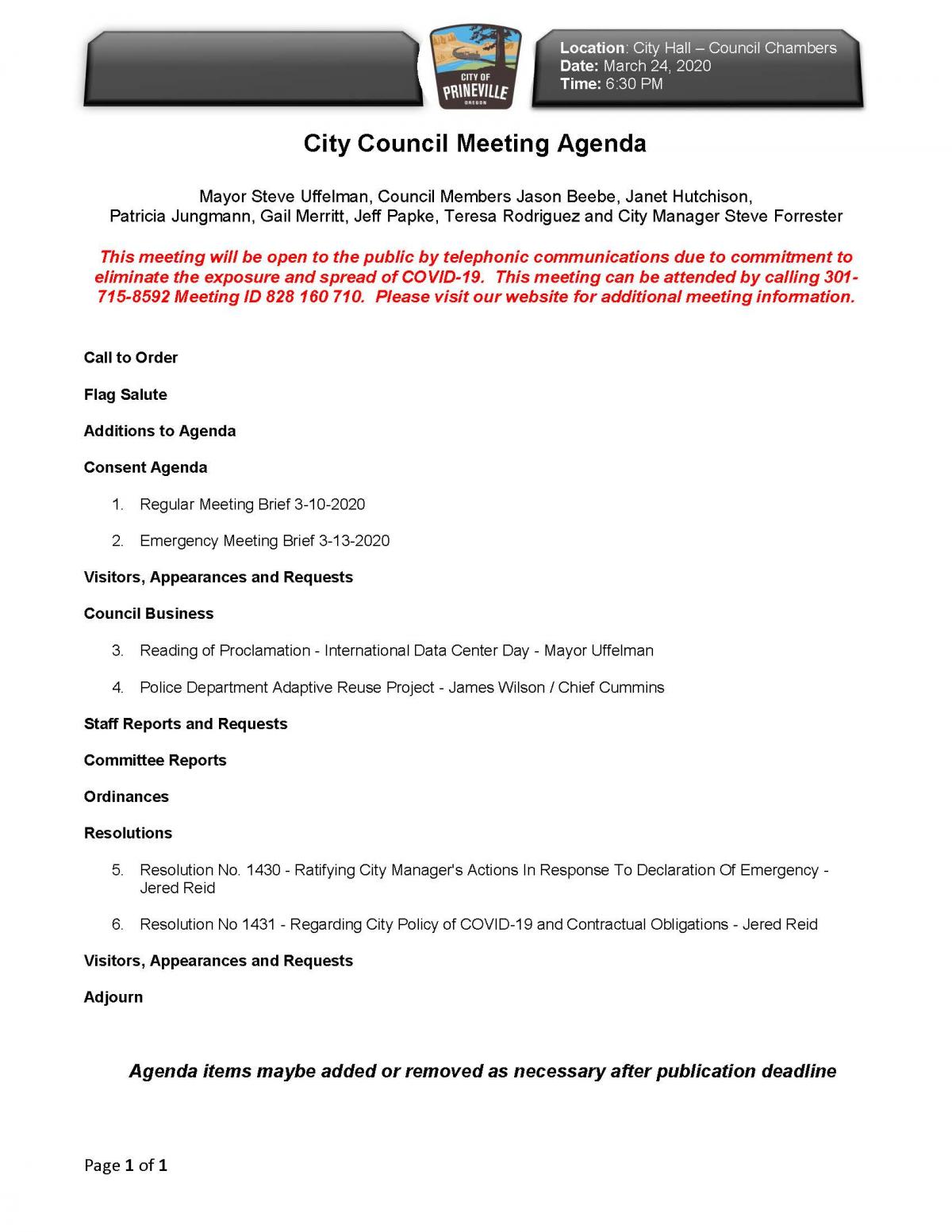 City Council Agenda 3-24-2020