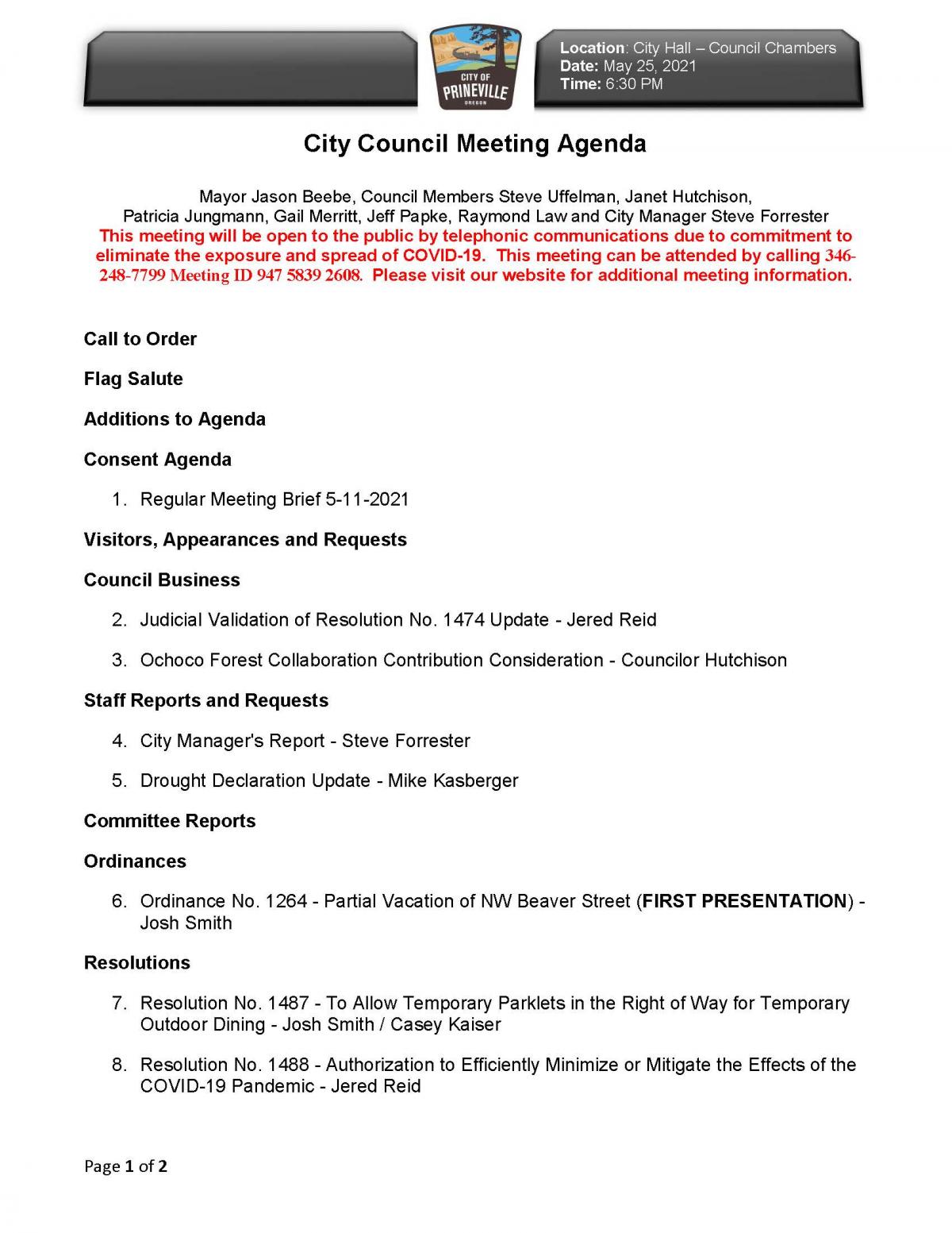 Council Agenda