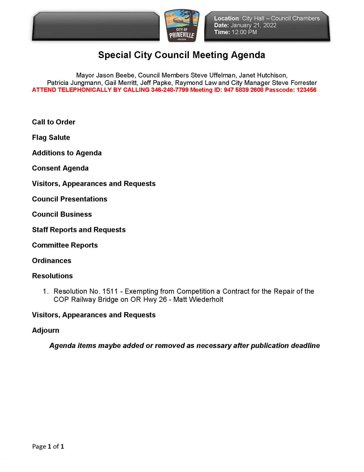 Council Agenda 1-21-2022