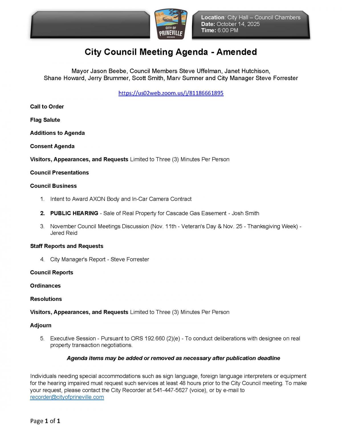 Council Agenda 10-14-2025