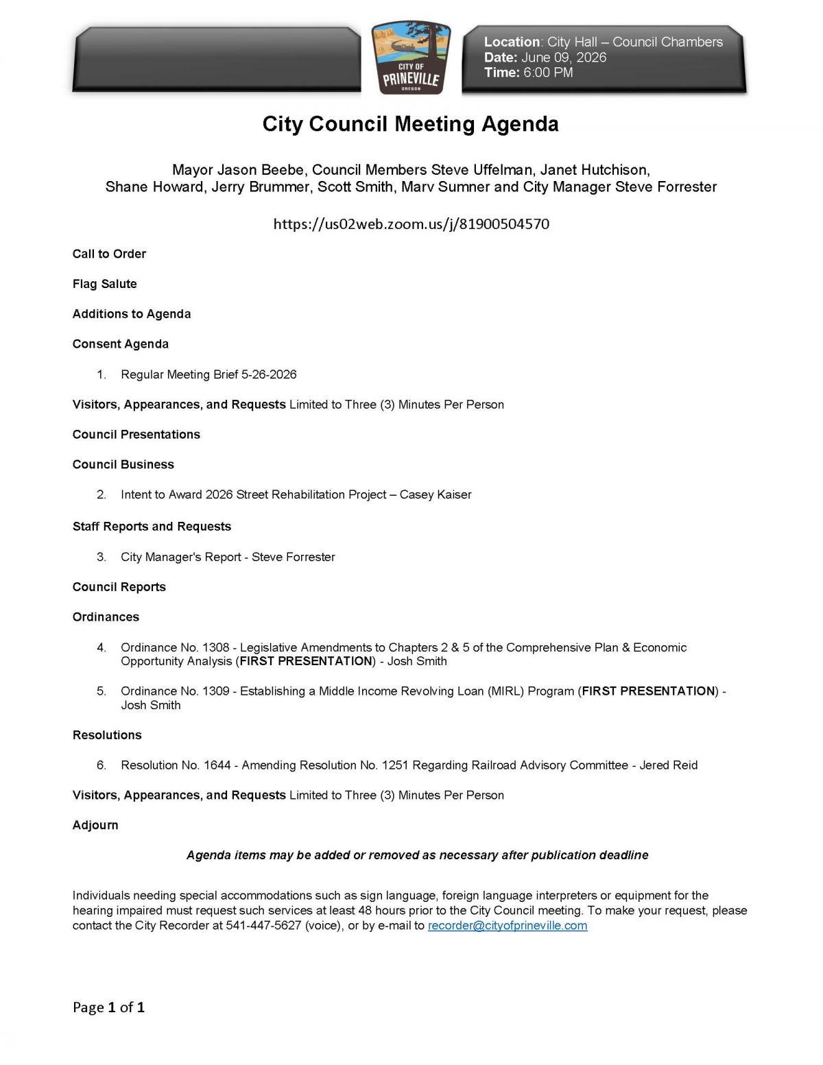 Council Agenda