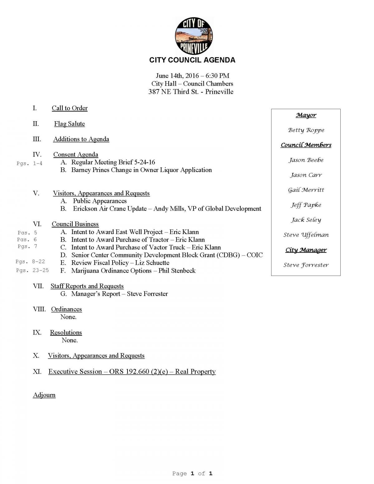City Council Agenda 6-14-16