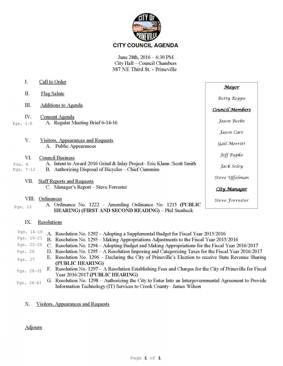 Council Agenda 6-28-16