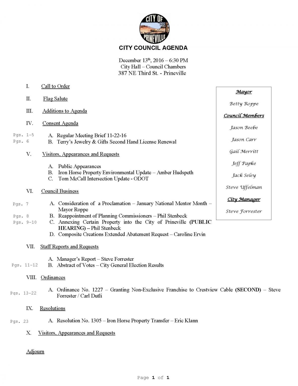 Council Agenda 12-13-16