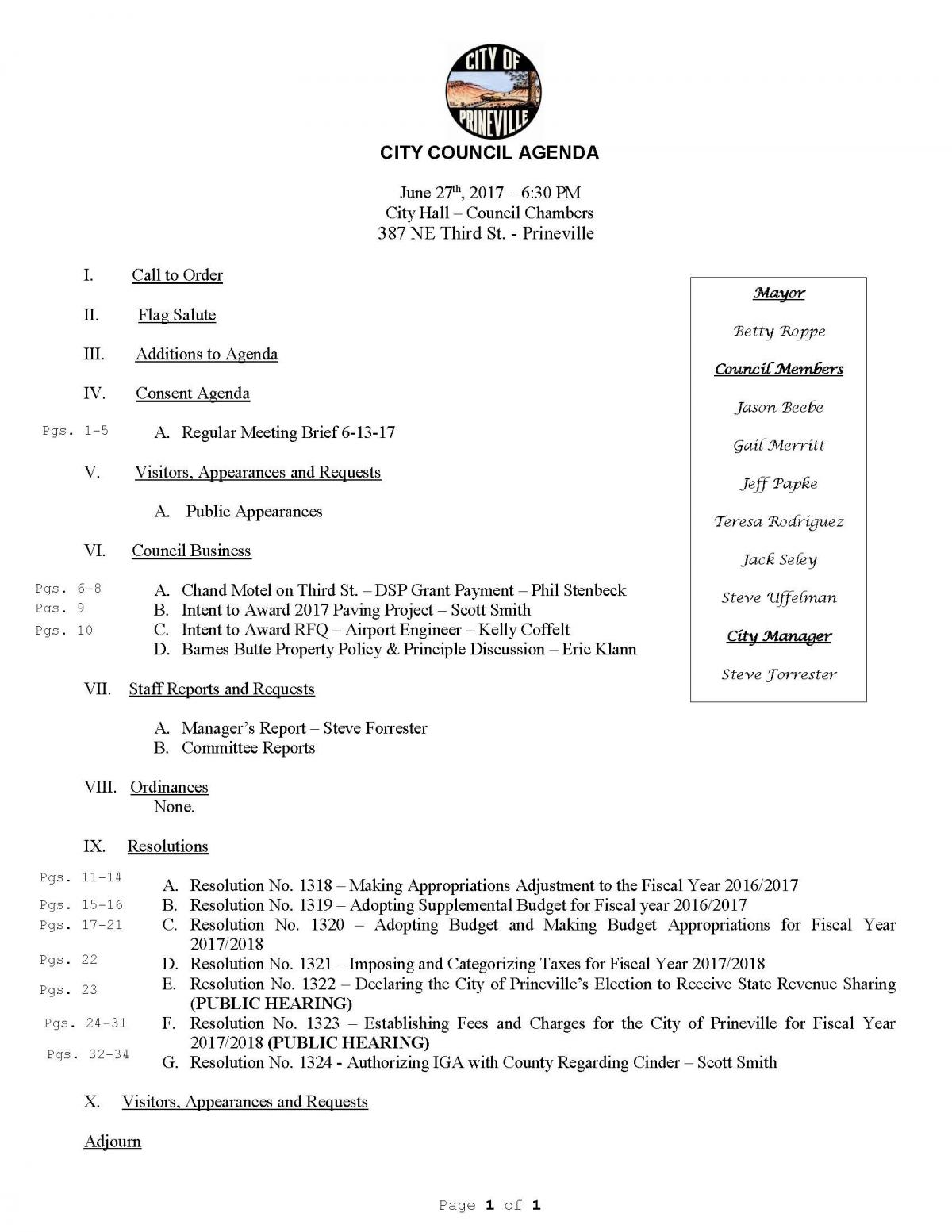 Council Agenda 6-27-17