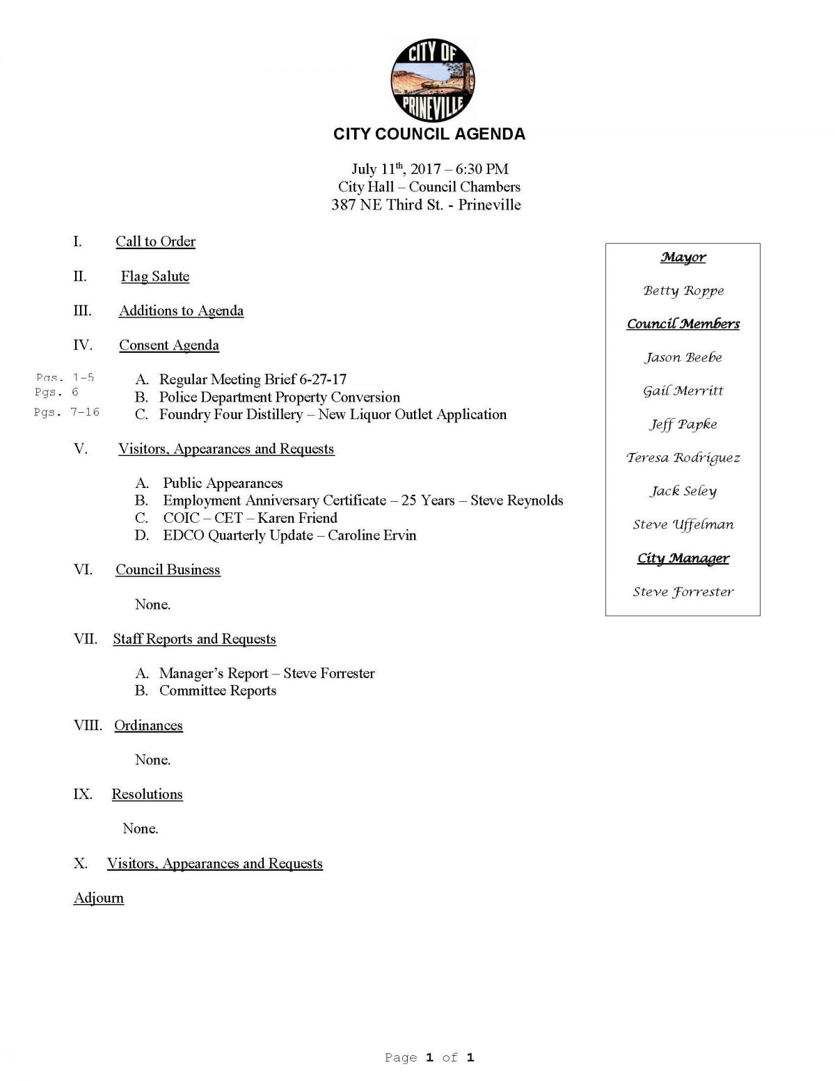 Council Agenda 7-17-17