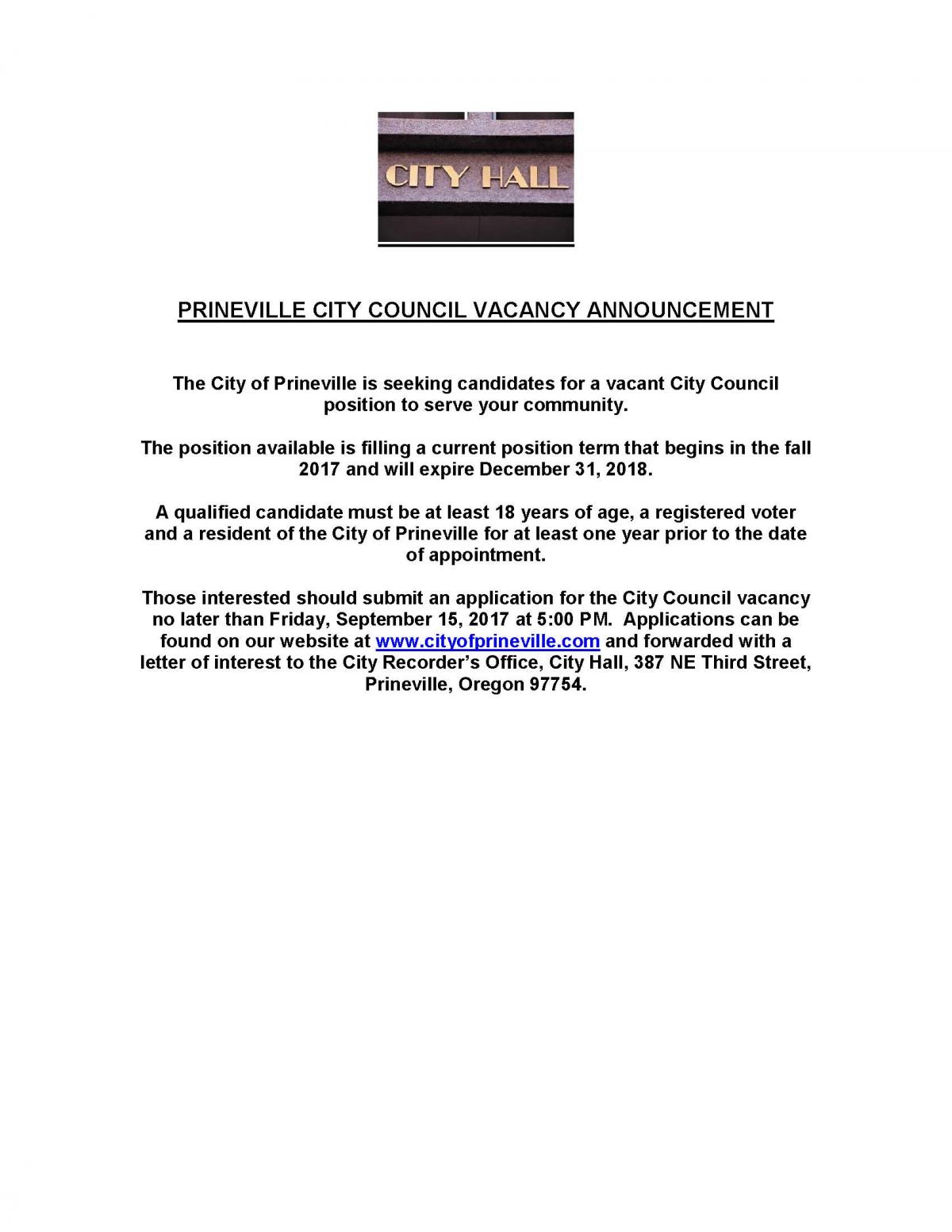 Council Vacancy Notice