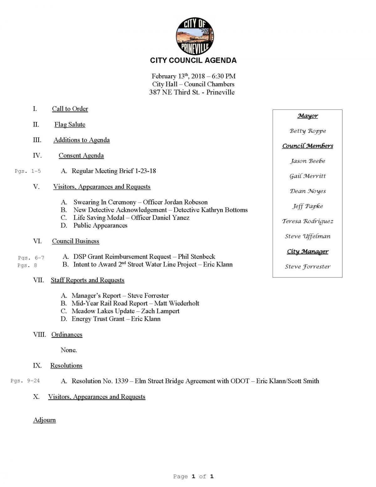 Council Agenda 2-13-18