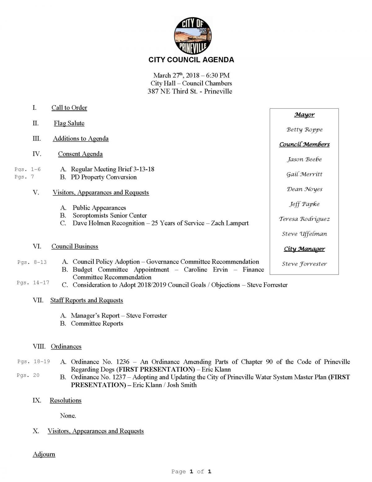 Council Agenda 3-27-18