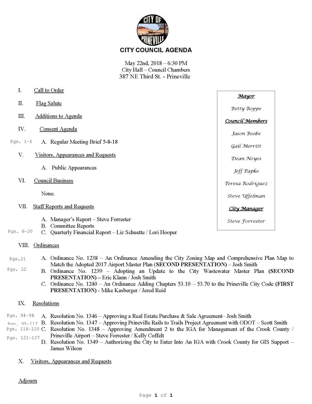 Council Agenda 5-22-18