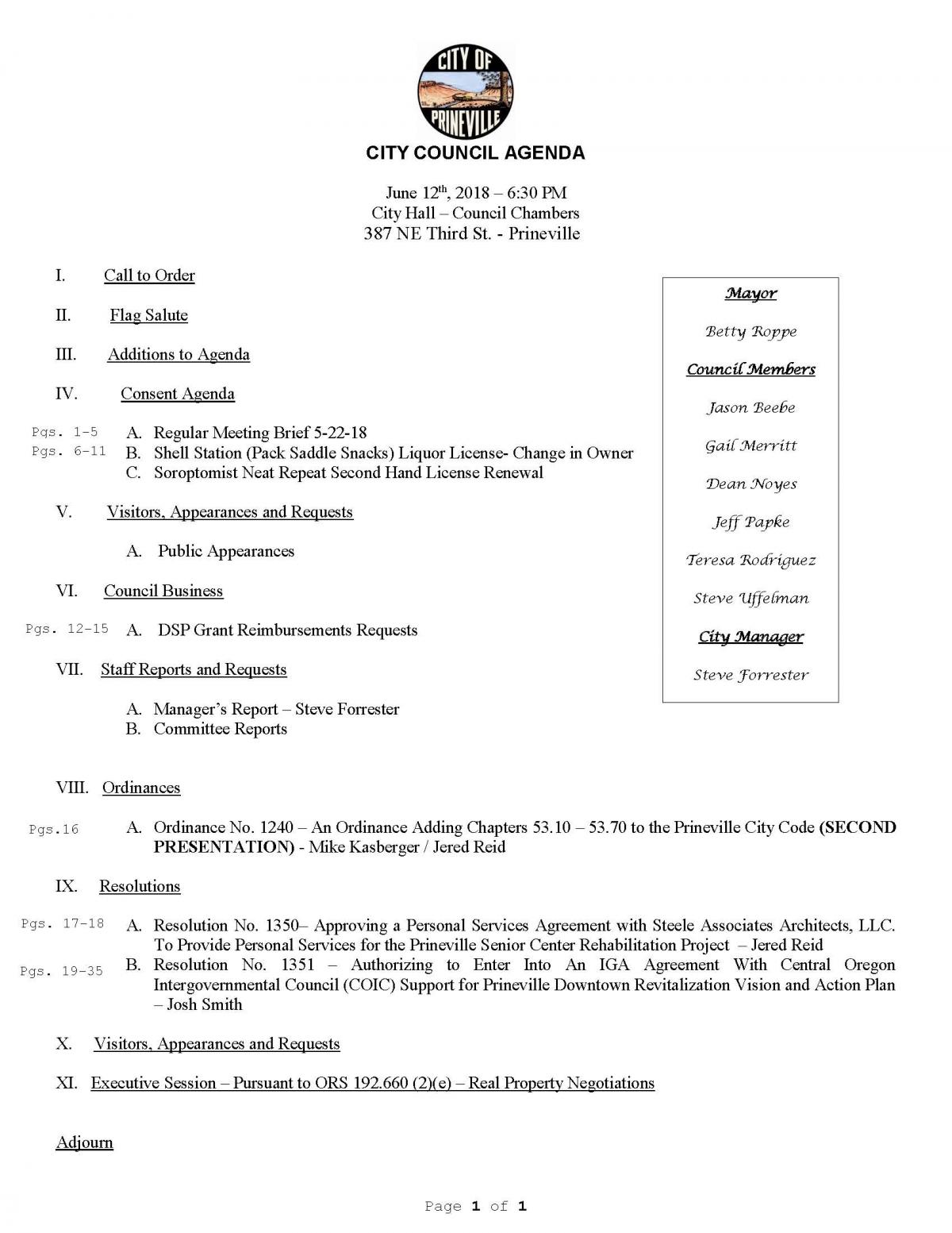 Council Agenda 6-12-18