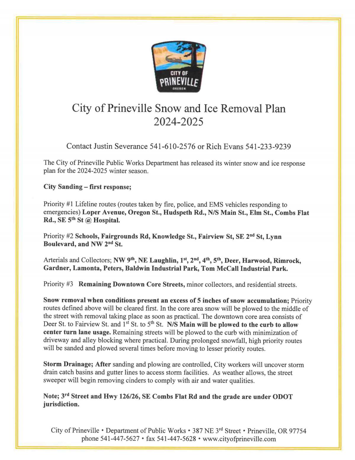2024-2025 Snow & Ice Removal Plan